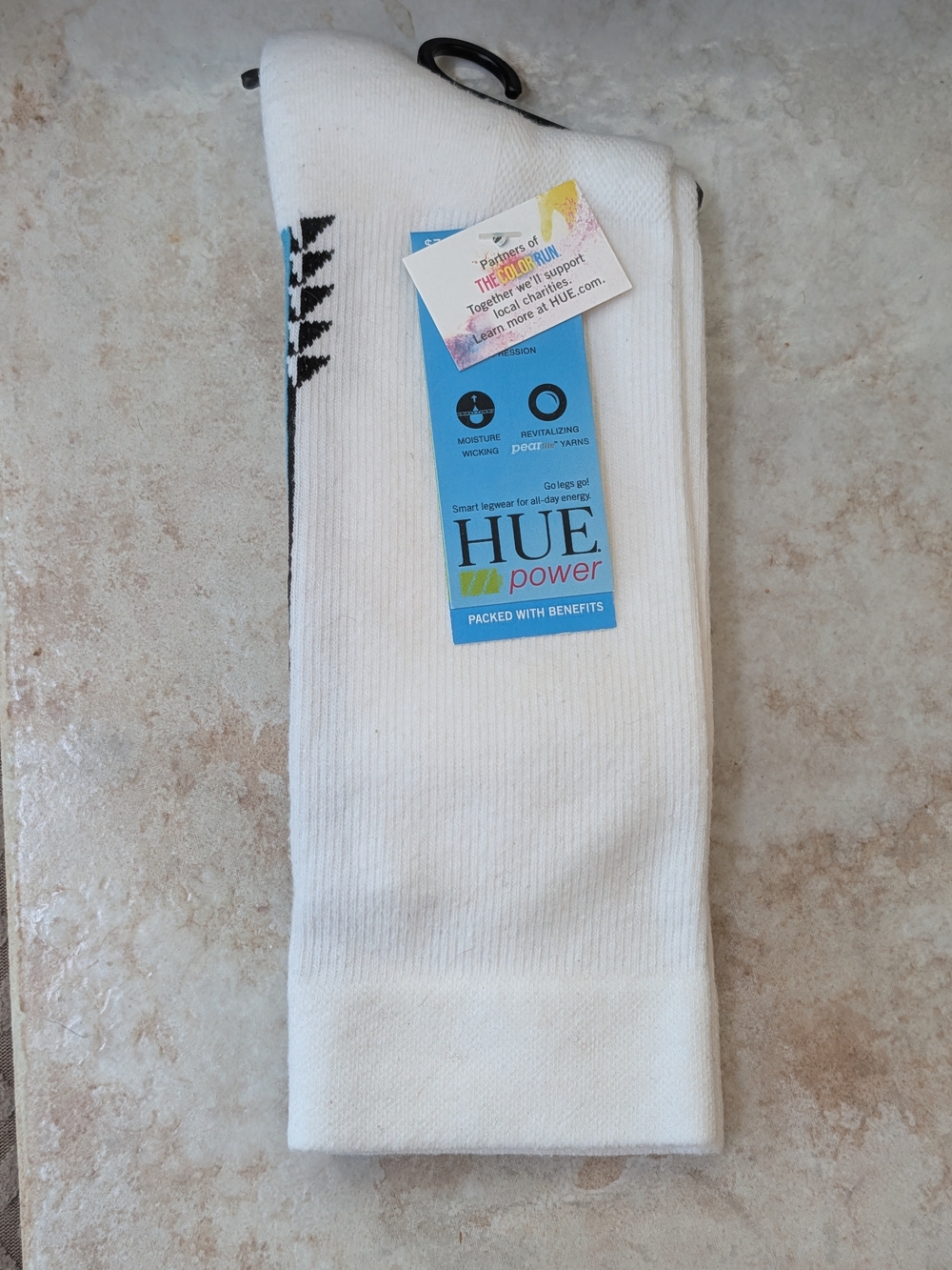 HUE Power Crew White Athletic Crew Socks NWT